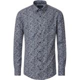 CASA MODA - Sport Casual Fit Overhemd - Blauw met Beige Dessin - Strijkvriendelijk