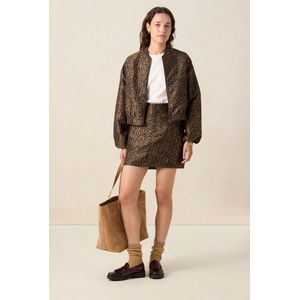 Sissy-Boy - Donkerbruine Jacquard Rok - Leopard Print