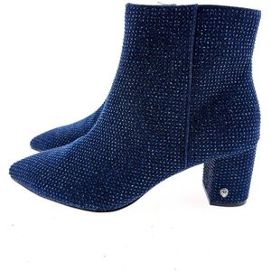 Burlington - Ankle Boot - Donkerblauw - Textiel - Glittersteentjes
