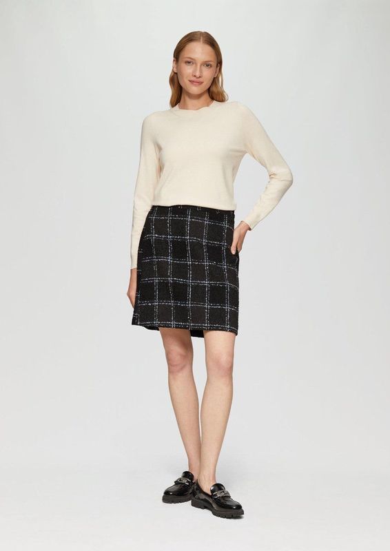 Rok - Chique Bouclé - Korte Rok - Gedessineerd - Normale Pasvorm