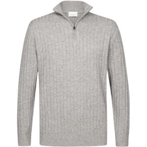 Profuomo - Gebreide Half Zip Trui - Grijs