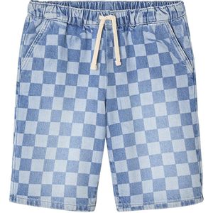 Bermuda met ruitmotief in een losse pasvorm JONEN gebleekt denim