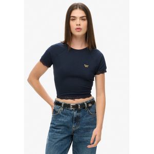 Superdry 90s Lace Trim Korte Mouw Top Blauw XS Vrouw