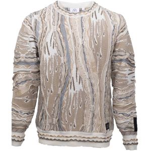 Carlo Colucci - Gebreide Trui - Beige - Ronde Hals - Lange Mouw