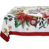 Unique Living Kerst Tafelkleedrood - 150 X 200 cm - Polyester - met Kerstprint