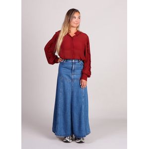 MSCH Copenhagen - MSCHKasandra Orabella - Blouse - Rood - Losvallend - Lange Mouwen met Ruches