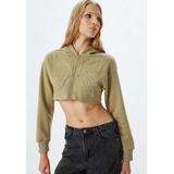 Koton - Sweatvest - Kaki - Ritssluiting - Capuchon