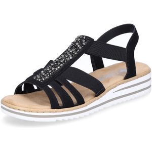 Rieker - Sleehaksandaaltjes - Zomerschoen - Zwart - Sandaal met Elastiek