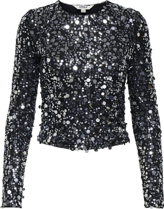 Only T-shirt Onlcatina Ls Sequins Top Wvn 15358382 Silver Dames Maat - M