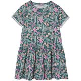 Meisjesjurk - Groen - Bedrukt - Katoenjersey - Korte Mouwen