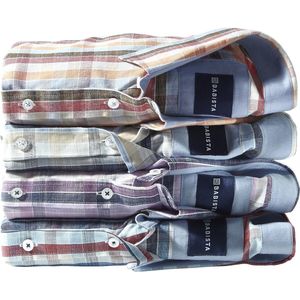 Overhemd - Oranje - NAVOR - Korte Mouwen - Geruit