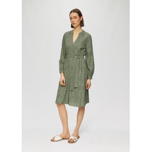 s.Oliver - Blousejurk - Groen - Katoen - Knoopsluiting, Effen, Lange Mouw