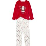 Vertbaudet - Fluwelen Meisjespyjama - Kerst - Lange Mouwen - Ronde Hals