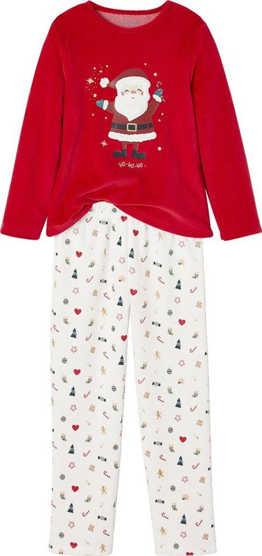 Vertbaudet - Fluwelen Meisjespyjama - Kerst - Lange Mouwen - Ronde Hals