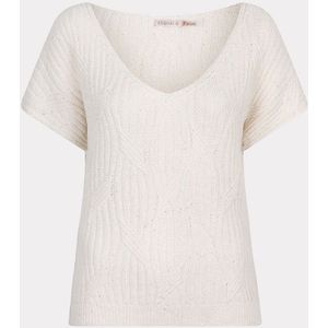 Esqualo - Sweater - Beige - Korte Mouwen - V-hals