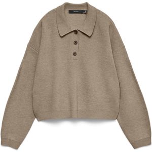 Vero Moda Trui Vmexciting Ls Polo Neck Pullover Bo 10336334 Silver Mink/melange Dames Maat - M