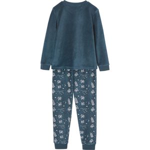 Fluwelen Jongenspyjama - Groenblauw - Glow-in-the-dark Raket