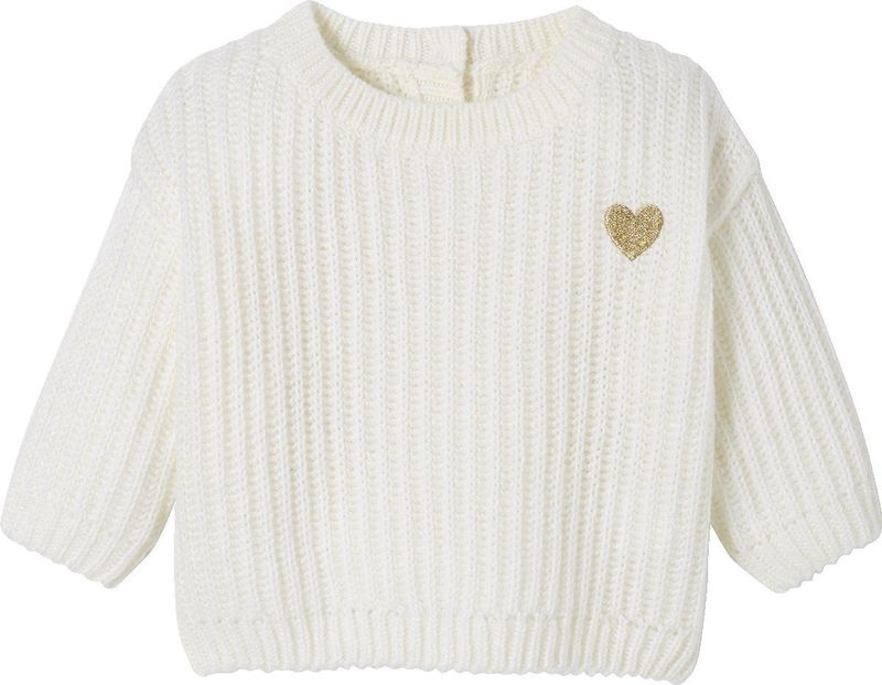 Gebreide Trui - Ivoor - Babytrui - Met Gouden Hartje