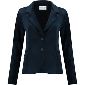 Helena Hart - Korte Blazer - Blauw - Leer - Navy Velours