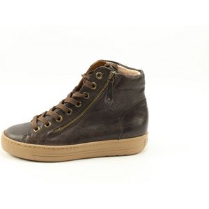 Paul Green - High-Top Sneakers - Bruin - Leer met Tencel-vezels