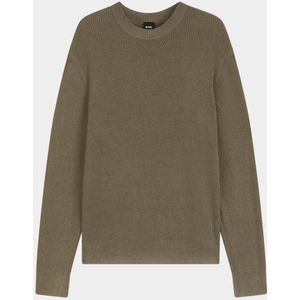 Hugo - P-Horso Sweater - Bruin - Heren - Lange Mouwen - Ribbreisel met Corduroy-effect