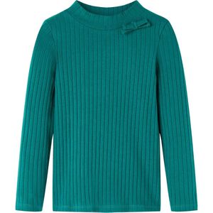 vidaXL - Kindershirt - Donkergroen - Lange Mouwen - Geribd
