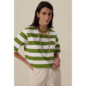 Sissy-Boy - T-shirt - Groen met Wit Gestreept - Korte Mouwen