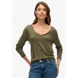 Superdry - Jersey Top - Dames - Slimfit - V-hals - Lange Mouwen