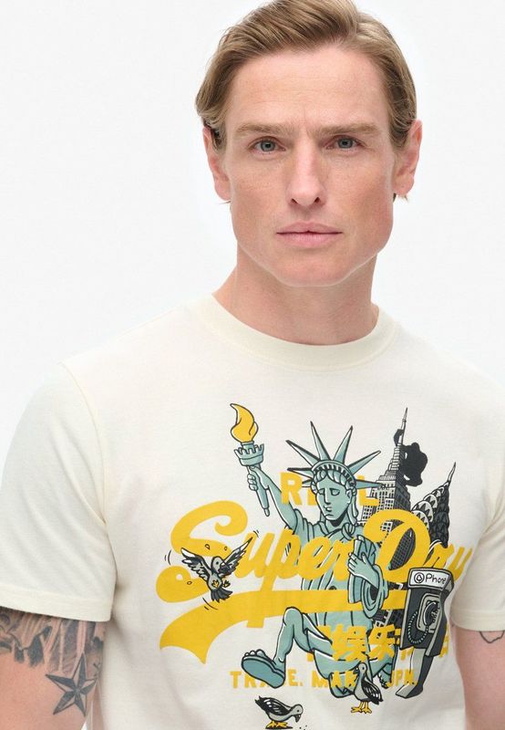 Superdry - New York Grafisch T-shirt - Wit - Heren