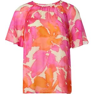 COMMA - Blouse - Perzik - Blouseshirt - Halve Mouw - Licht Transparant