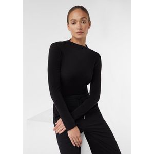 comma casual identity - Shirt - Zwart - Lange Mouwen - Slim Fit - Semi-transparante Look