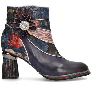 Laura Vita - Enkellaarsjes - Donkerbeige / Marine / Donkerbruin / Wit