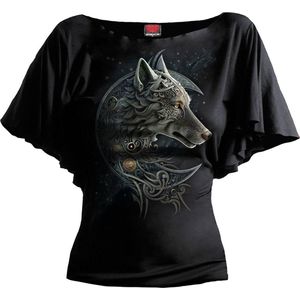 Spiral - Celtic Wolf - T-shirt - Zwart - Dames - Slim Fit - Vleugelmouwen
