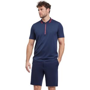FALKE - Golf Zip - Functioneel Shirt - Blauw - Katoen - Korte Mouwen