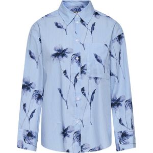 Only - Onlnano Life Ls Shirt Wvn - Blouse - Bright White met Blauwe Bloemen