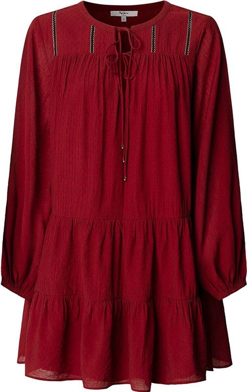 Pepe Jeans - Zwarte Jurk - Dames - Met Gerimpelde Rok