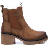 Refresh - 17226702-CAMEL - Enkellaarsjes - Bruin - Hakhoogte 5 tot 8 cm - Ritssluiting