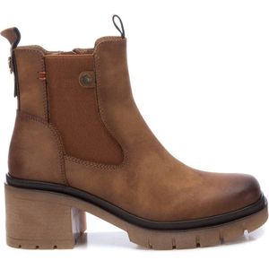 Refresh - 17226702-CAMEL - Enkellaarsjes - Bruin - Hakhoogte 5 tot 8 cm - Ritssluiting