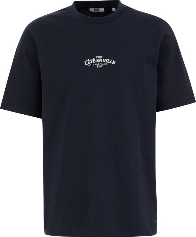 WE Fashion Shirt  donkerblauw / wit