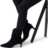 Manfield - Enkellaarsjes - Zwart - Suède - Hak 5 cm