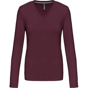 Kariban - K382 - T-shirt - Wine - Dames - V-hals lange mouwen