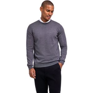 FALKE Basic New Merino Crew Neck elegante klassieker wol trui heren grijs - maat S