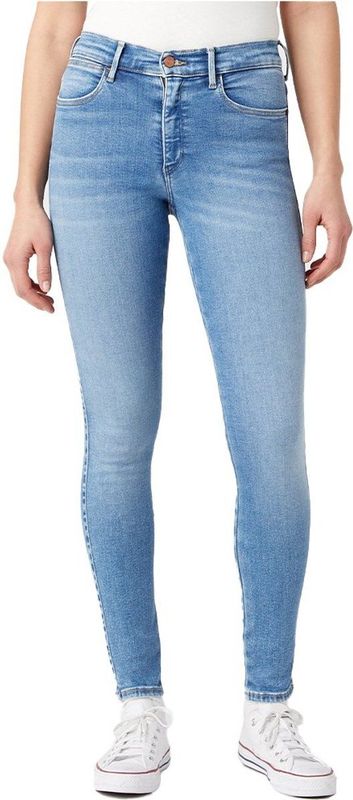 Wrangler - High Rise Skinny Jeans - Blauw - Hoog-Stretch - Gerecycled Katoen