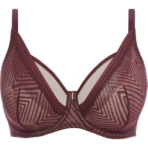 Freya - Tailored High Apex Plunge - Dames Beha - Dark Cherry - Mesh