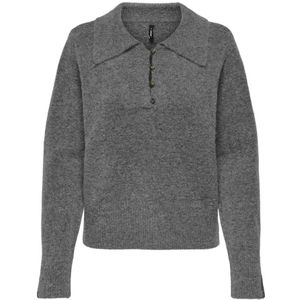 ONLY - Trui - Donzig Tricot - Korte Mouwen - Medium Grey - Polyester