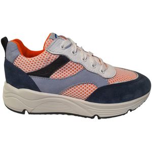 Develab - Lage Sneaker - Blauw Wit Combi - Leder