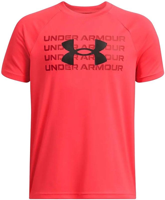 Under Armour - Tech Wordmark Logo - T-shirt - Rood - Korte Mouwen - 7 Years