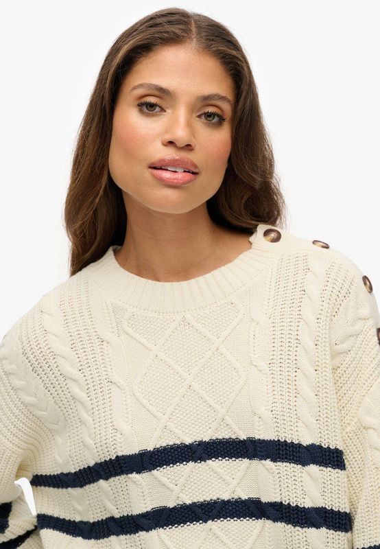 Superdry - Cable Crew Neck - Trui - Biologisch Katoen