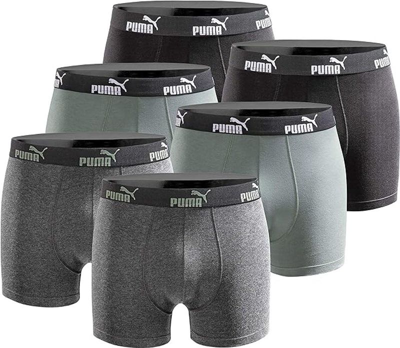 Puma - Basic - Boxershorts - Groen/Zwart - 6-pack