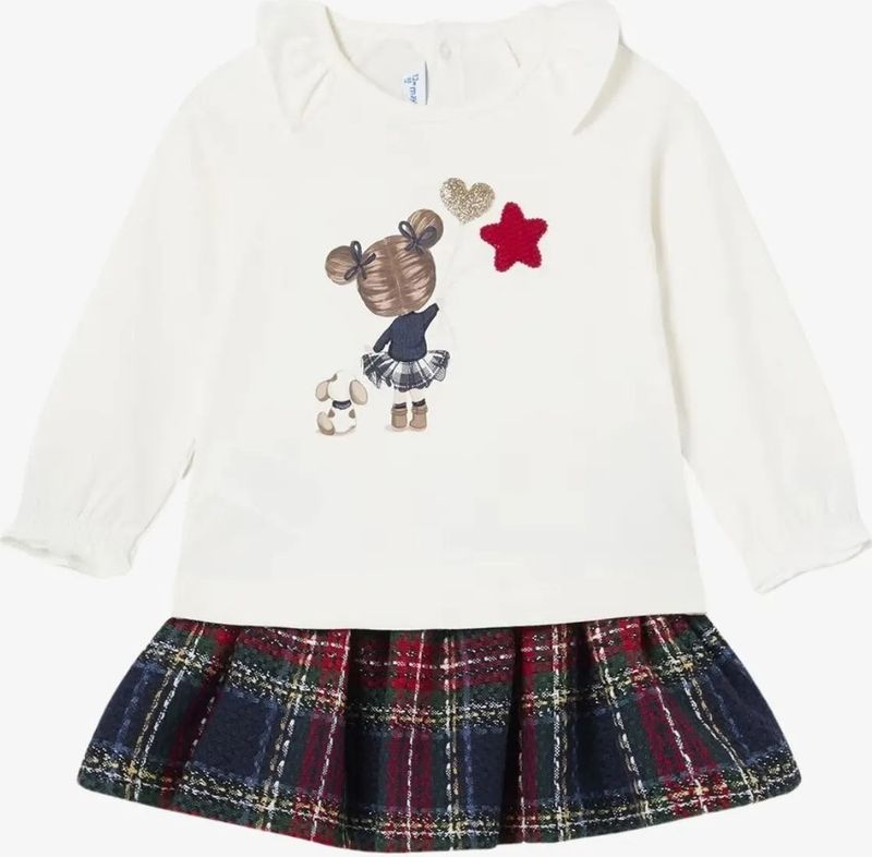 Mayoral - Set - Navy Cherry - Longsleeve met Ster en Hart - Rok